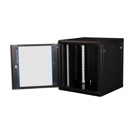Шкаф 19" телекоммуникационный настенный, 12U 635x600х600 мм, дверь стекло,черный